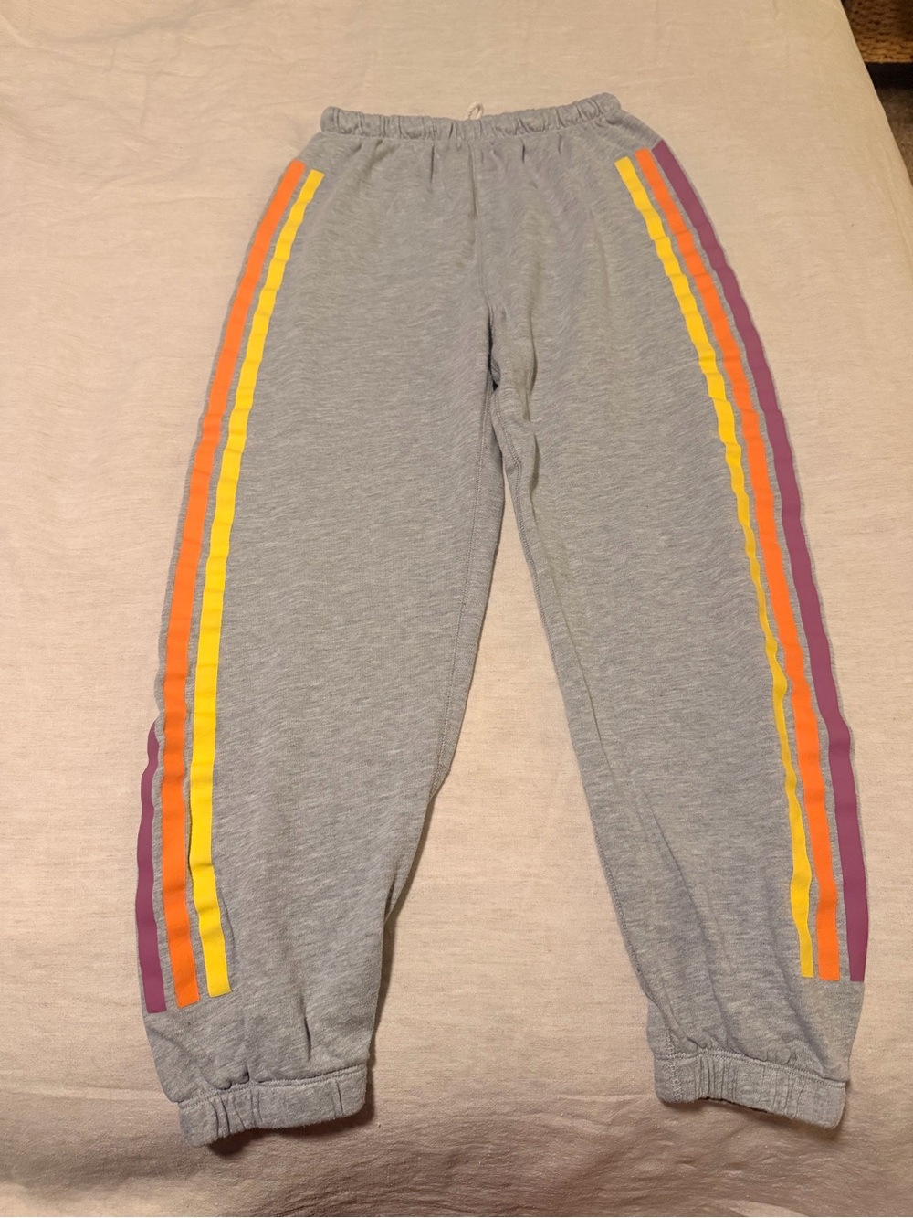 Grayson Threads Light Gray Joggers with Colorful Side Stripes